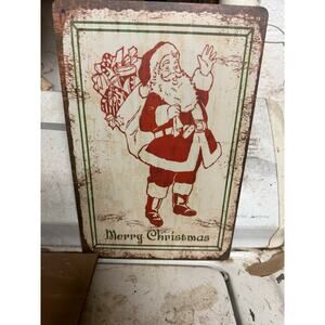 Vintage inspired Santa tin sign